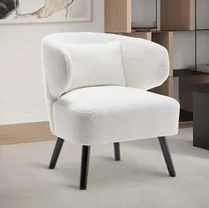 Boucle Teddy Fabric Accent Chair in White