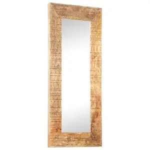 Berkfield Hand-Carved Mirror 110x50x11 cm Solid Mango Wood