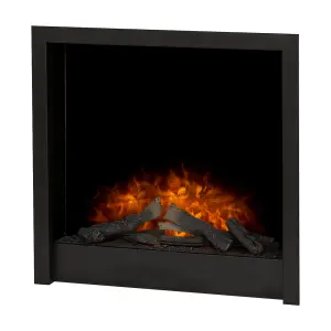 Acantha Ontario Electric Large Inset Fire with Logs & Remote Control in Black