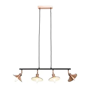 Danica 4 Light Industrial Style Diner Pendant - Antique Copper