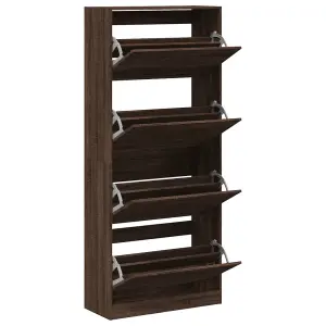 Berkfield Shoe Cabinet with 4 Flip-Drawers Brown Oak 80x34x187.5 cm