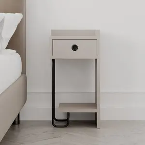 Jan Versatile Modern Bedside Table with Drawer and Open Shelf Light Mocha / Right Orientation