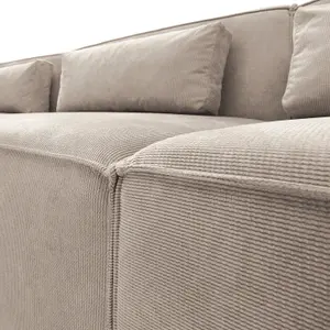 Doris Modular Extended Corner Sofa in Beige Cord Chenille