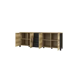 Montvale 220 Cm Wide 3 Drawer Sideboard Grand Natural Oak