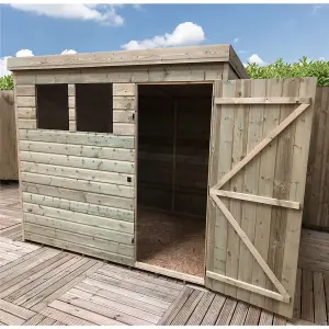 7 x 6 Garden Shed Pressure Treated T&G PENT Wooden Garden Shed - 2 Windows + Single Door (7' x 6' / 7ft x 6ft) (7x6)