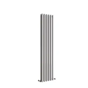 Vertical White Double Oval Panel Radiator (H)1600mm x (W)354mm, 5372 BTU.