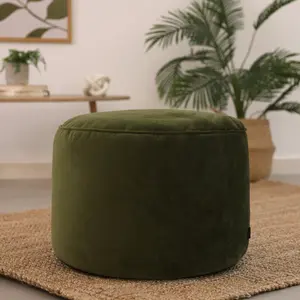 icon Gavrilovic Large Velvet Pouffe Ottoman Olive Green