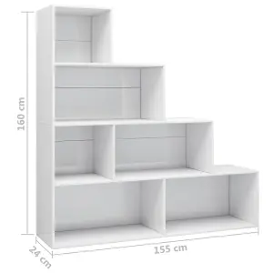 Berkfield Book Cabinet/Room Divider High Gloss White 155x24x160 cm Engineered Wood