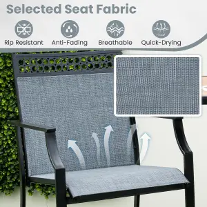 Costway Set of 2 Outdoor Patio Chairs Home Fabric Bar Stools w/ Footrest