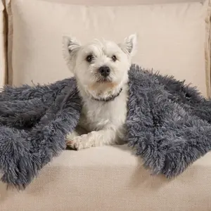 Pet Fleece Throw Fluffy Calming Chair Bed Foldable Travel, Charcoal - 105 x 90cm