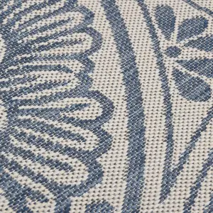 Outdoor Flatweave Rug 100x200 cm Blue Pattern