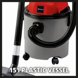 Einhell Wet And Dry Vacuum Cleaner 15L Corded Electric 1250W With Blowing Function And Castor Wheels TC-VC 1815