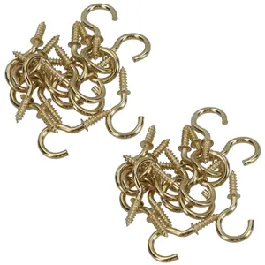 Shouldered Screw Hooks Fasteners Hanger Brass Plated 10mm Dia 19mm Length 32pc