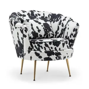 Fabric Cow Print Daisy Accent Chair