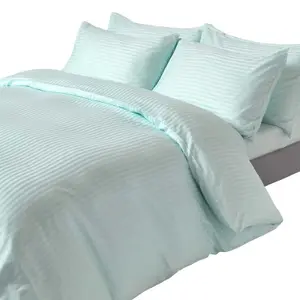 Homescapes Blue Egyptian Cotton Duvet Cover and Pillowcases 330 TC, Super King