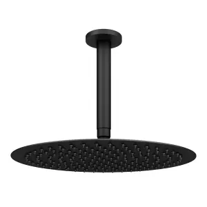 ENKI Contemporary Matte Black Fixed Ceiling Mounted Stainless Steel Shower Head & Arm 12"