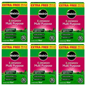 6 x Miracle-Gro Evergreen Multi Purpose Lawn Seed 480g