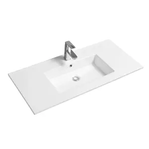 4012 Ceramic 100cm x 45cm Thin-Edge Inset Basin with Rectangular Bowl