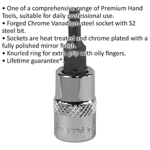 3mm Chrome Vanadium Forged Hex Socket Bit - Durable 1/4" Square Drive Tool