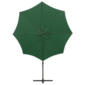 Berkfield Cantilever Umbrella with Pole and LED Lights Green 300 cm