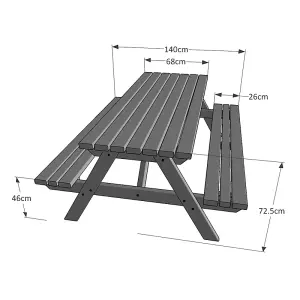 Oakham 8ft Picnic Bench - L244 x W140 x H72.5 cm - Light Green