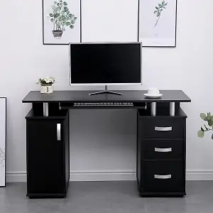 Home Source Saturn 3 Drawer Computer Office Desk Black