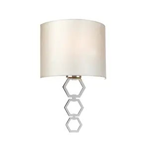 Elstead Clark Medium 1 Light Wall Light, Polished Chrome, Ivory Faux Silk Shade