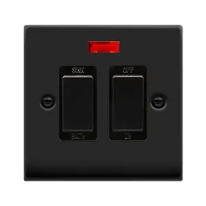 Matt Black 20A DP Sink/bath Switch - Black Trim - SE Home