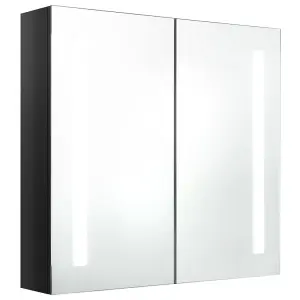 Berkfield LED Bathroom Mirror Cabinet Shining Black 62x14x60 cm