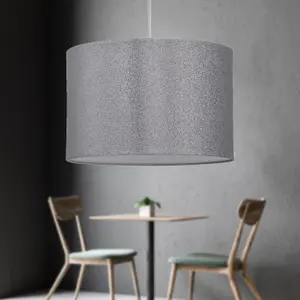 First Choice Lighting Silvery Grey Glitter 25cm Pendant Lightshade