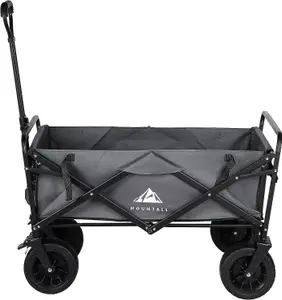 Heavy Duty Folding Wagon With Large Wheel Trolley Cart Outdoor Transport Trailer Foldable Outdoor Garden Utility Wagon Grey