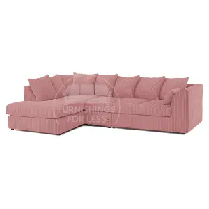 Luxor Pink Jumbo Cord Large 5 Seater Corner Sofa Long Left Hand Facing