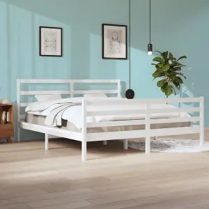 Berkfield Bed Frame White Solid Wood Pine 200x200 cm