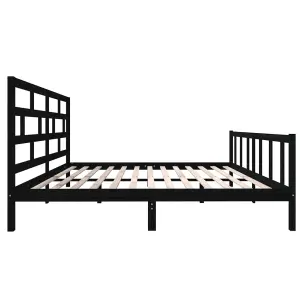 Berkfield Bed Frame Black Solid Wood Pine 200x200 cm