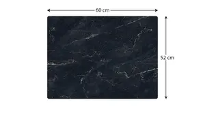 ALLboards Glass Chopping Board Black Marble 60x52cm Cutting Board Splashback Worktop Saver for Kitchen Hob Protection