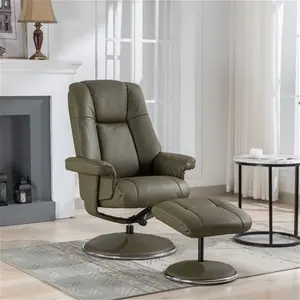 Denver Real Leather Luxury Swivel Recliner Chair