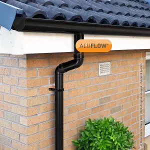 Aluflow Black Half round Left-hand Gutter stop end, (L)20mm (W)131mm