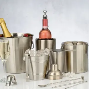 Viners Barware Double Wall Steel Wine Cooler 1.3L Silver