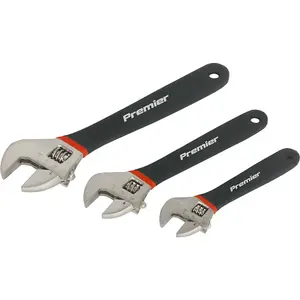 3 Piece Adjustable Wrench Set - 100mm 200mm & 250mm - Machined Jaws - Metric