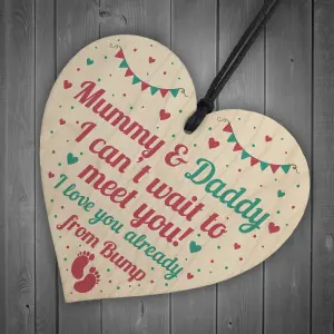 Red Ocean From Bump Gifts Mummy To Be Gifts Daddy To Be Gifts Wooden Heart Baby Shower Plaque