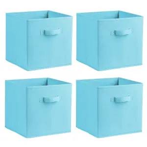 simpa Sky Blue Multi Purpose 31cm Cubic Storage Box Collapsible Organiser Storage Cube Basket Bin