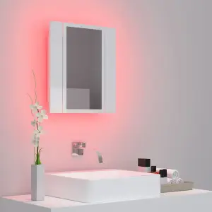 Berkfield LED Bathroom Mirror Cabinet High Gloss White 40x12x45 cm