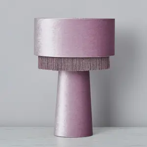 Litecraft Tess Lilac 1 Light Fringed Table Lamp