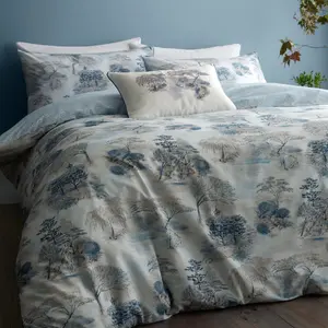 Anhthu Cotton Floral Duvet Cover Set with Pillowcases Blue / Single Duvet Cover + 1 Standard Pillowcase