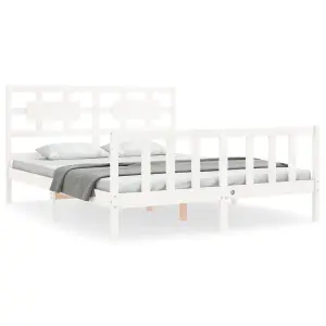 Berkfield Bed Frame with Headboard White 160x200 cm Solid Wood