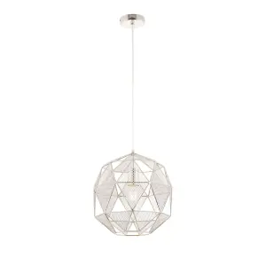 Luminosa Armour 1 Light Spherical Pendant Chrome Plate, E27