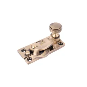 Sash Heritage Claw Fastener with Knurled Knob (Locking) - Antique Brass