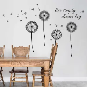 Black Dandelion Live Simply Stickers Stock Clearance