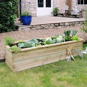 Zest Rectangular Sleeper Raised Wooden Bed Garden Planter 1.8m x 0.45m