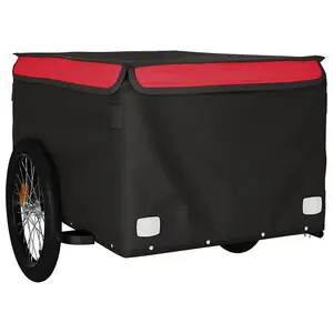 vidaXL Bike Trailer Black and Red 45 kg Iron